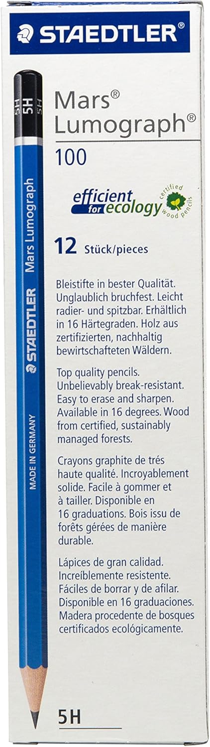 Staedtler Mars Lumograph Writing, Drawing, Sketching Pencil (Box of 12) (5H)...