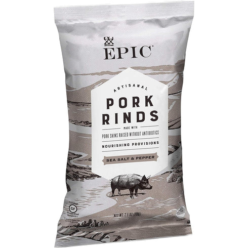 EPIC Sea Salt & Pepper Pork Rinds, Keto Friendly, Paleo Friendly, 2.5 oz...