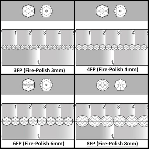 Set of Czech Faceted Glass Beads, Fire-Polished, Round 3mm, 4mm, 6mm. Two colors: Silver and gold. A total of 500 Pieces. Kit for Jewelry Making....