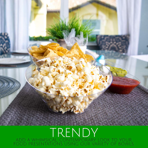 PLASTICPRO Disposable Angled Plastic Bowls Round Medium Serving Bowl, Elegant for Party's, Snack, or Salad Bowl, White, Pack of 4...