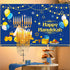 Tatuo Large Happy Hanukkah Party Decoration - Chanukah Photography Backdrop 70.9 x 43.3 Inch Blue Shiny Menorah Lamp...