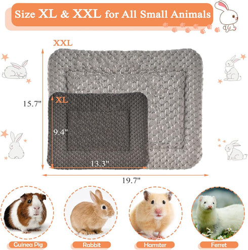 Small Animal Bed Mat, Soft & Warm, Suitable for Guinea Pig, Hamster, Rabbit, Rat and Bearded Dragon (X-Large(13.3''x9.4''), Star Pink)...