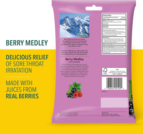Ricola Berry Medley Throat Drops, 45 Count, Delicious Throat Relief & Care, Oral Anesthetic, Naturally Flavored...