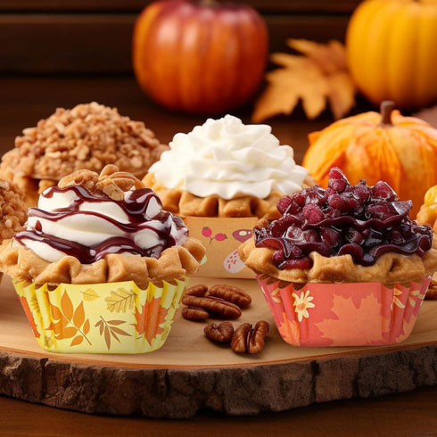 Whaline 600Pcs Fall Thanksgiving Autumn Mini Square Cupcake Liners Pumpkin Leaf Acorn Cupcake Wrappers Harvest Muffin Baking Cup for Holiday Weddi...