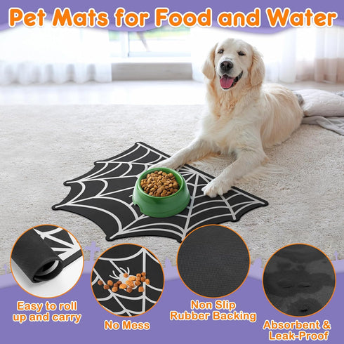 Pet Mats for Food and Water Dog Cat Food Mats Pet Feeding Mat Anti-Slip No Stains Quick Dry Floors Waterproof Placemat for Pet Food Water Bowl Mat...