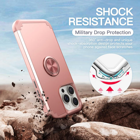 IDweel for iPhone 13 Pro Max Case with Screen Protector+360°Ring Holder Stand+Camera Lens Protector,2 in 1 Shockproof Slim Fit Hybrid Heavy Duty H...
