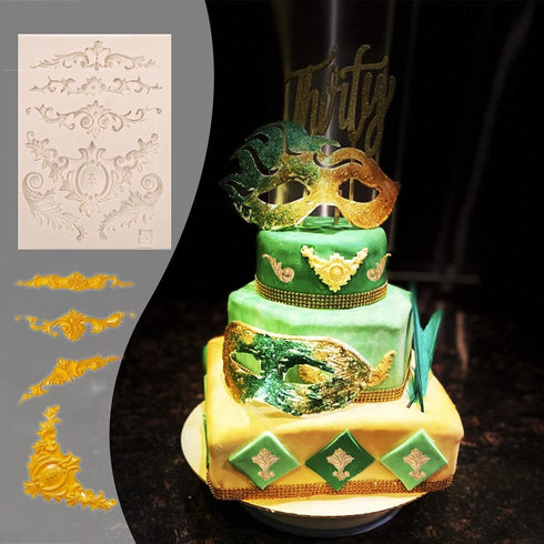Baroque Silicone Molds, Border Chocolate Scroll Fondant Molds, for Baroque Cake, Lace Cake Cupcake Decorating, Candy, Polymer Clay, Resin, in Chri...