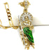 Gold Plated Green Saint Jude Pendant Necklace Figaro 24" San Judas Tadeo Medalla Cadena Oro Laminado...