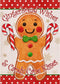 Christmas Gingerbread Wishes and Candy Cane Kisses Decorative Burlap Garden Flag, Xmas Home Yard Small Outdoor Decor, Winter Outside Decoration Do...