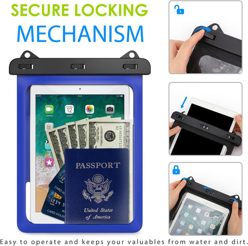 MoKo Waterproof Tablet Case, Tablet Pouch Dry Bag for iPad Mini 6, iPad 9, iPad 9.7 6/5/4/3/2, iPad Pro 9.7, iPad Air 5 10.9/3/2, Samsung Tab S4/ ...