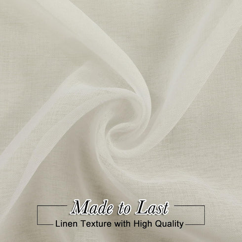 Doris 36 Inch Sheer Curtains Set of 2 Pieces, Faux Linen Natural Window Small Curtain Tiers for Kitchen Bedroom, Airy & Breathable Dual Rod Pocket...