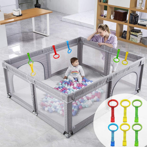 Baby Pull up Rings, Pull Up Rings for Playpen, Baby Crib Pull Rings, Baby Cot Hanging Rings, Infant Baby Toddler Walking Assistant Pull up Ring 6P...