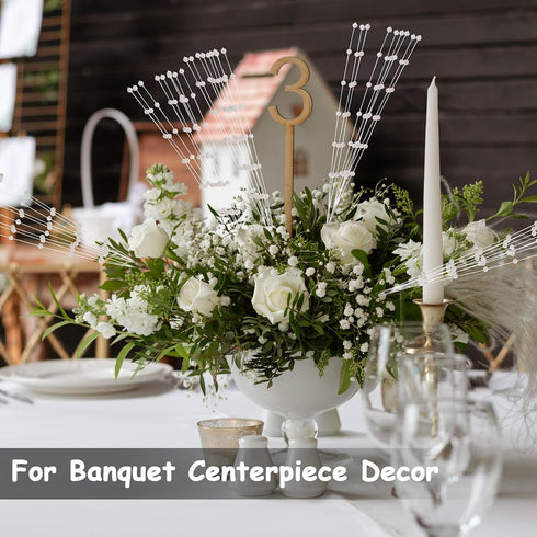 WILLBOND 150 Pcs String Pearl Stick Bouquet Plastic Bridal Wedding 4mm Pearl Garland Beads Wreath Vase Filler DIY Floral Arrangement Table Decor f...