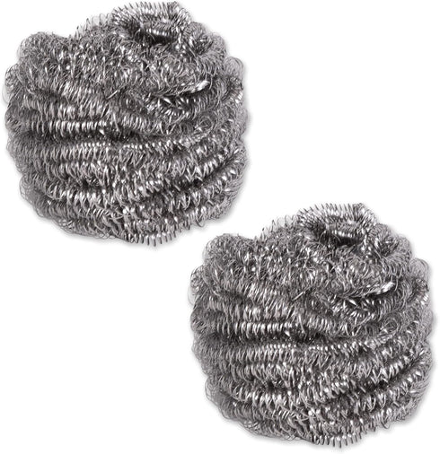 RSVP International Endurance Cleaning Collection Stainless Steel Scrubbies, Heat-Treated, Pressed & Curled, Long Lasting, Non-Rusting, Scrubber, 2...