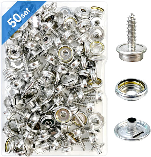 Canvas Snap Kit, Stainless Steel Snaps Marine Grade Snaps for Boat Cover - Snap Kit for Boat Cover 3/8" Socket Metal Snaps Fasteners for Clothing ...