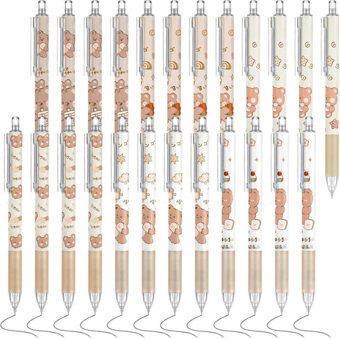 24 Pcs Kawaii Bear Mechanical Pencil 0.5mm Cute Automatic Pencils Cartoon Bear Brown White Automatic Retractable Pencils for School Office Supplie...
