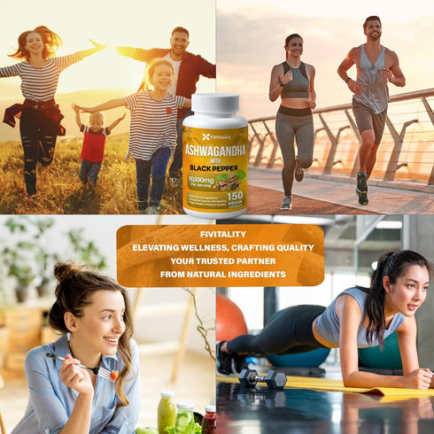 Ashwagandha Capsules, 150 Vegan Capsules, 10,100 Mg per Capsule – 100% Natural Ashwagandha Root Extract Powder and Black Pepper Extract, Non-GMO, ...