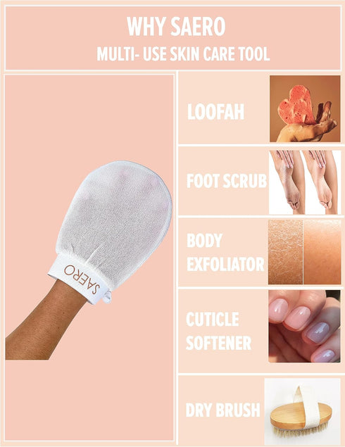 SAERO Deep Exfoliating Glove for Shower - Exfoliating Mitt Body Scrubber - Skin Exfoliator & Dead Skin Remover - Keratosis Pilaris Scrub - Spray T...