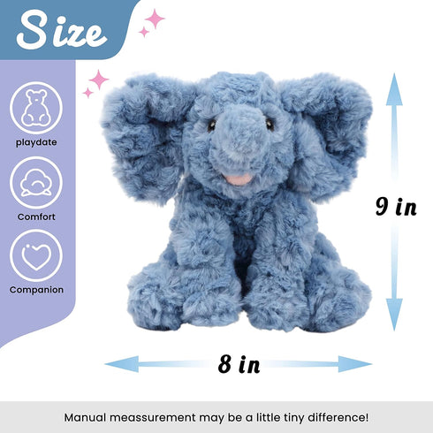 Hopearl Adorable Plush Calf Elephant Toy Floppy Elephish Ultra Soft Stuffed Animal for Boys Girls Kids Toddlers, Blue, 9''...