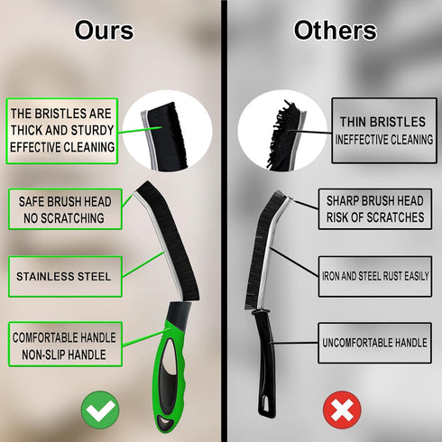 3 Pcs Hard Bristle Crevice Cleaning Brush - Thin Bristled Brush for Cleaning Small Spaces, Multifunctional Crevice Cleaning Tool for Bathroom, Kit...