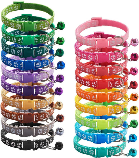 Puppy Collars with Bell-Adjustable Litter Collars Pups - Kitten Collar for Newborn pet - Set of 19...