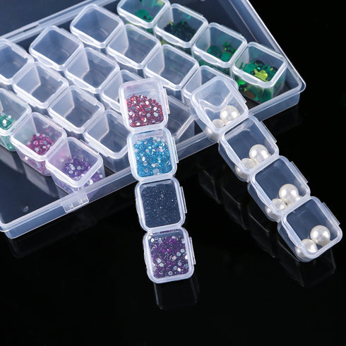 Diamond Painting Storage Containers, 2pcs 28 Grids Clear Diamond Painting Accessories and Tools Boxes Bead Organizers Diamond Art Embroidery Stora...