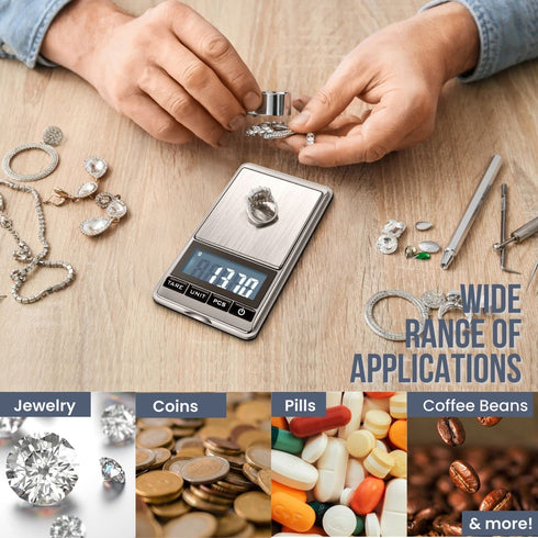 Flexzion Jewelry Small Digital Scale .01 Gram Accuracy - Portable Digital Jewelry Scale Gram & Ounces with 300g Weight Capacity - Micro Scale for ...