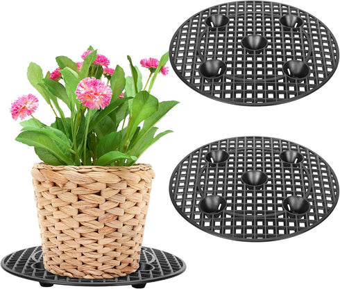 2 Pieces Plant Level Pot Elevator-12 Inch Diameter Big Plant Stands,Heavy Planter Holder Potted Plant Stand for Deck or Patio...