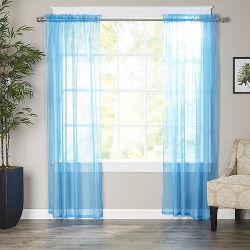 Elegant Comfort Luxury Sheer Curtains, Window Treatment Curtain Panels with Rod Pocket for Kitchen, Bedroom and Living Room (40 x 84-inches Long, ...