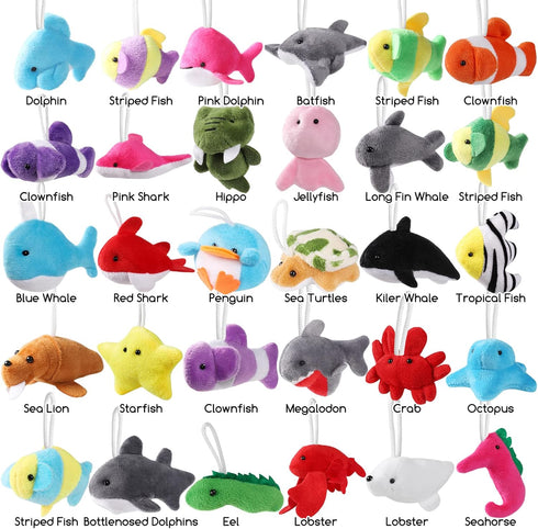 30 Pack Mini Ocean Animal Plush Toys Bulk,Cute Sea Creatures Stuffed Animals,Small Keychain Decoration for Claw Machine,Carnival Prize,Goody Bags ...