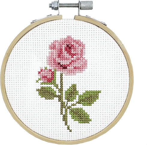 DUTCH STITCH BROTHERS - Rose Counted Cross Stitch 4" Hoop and pattern included - Cross stitching kits for adults advanced and beginners...