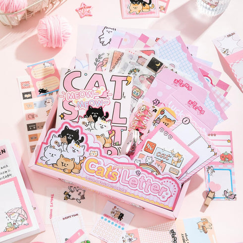 Draupnir Kawaii Pink Cute Cat Scrapbook Kit, Bullet Junk Journal Kit with Journaling/Scrapbooking Supplies, Stationery, A6 Grid Notebook Graph Rul...