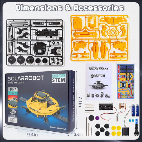 Solar Robot Toys 6 in 1 STEM Projects for Kids Ages 8-12 Science Kits for Boys Girls Solar Power Space Toy Science DIY Gift Educational Experiment...