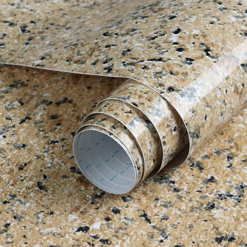 Granite Contact Paper Glossy Surface Brown Marble Contact Paper Thicken Waterproof Film Contact Paper Self Adhesive Granite Look Contact Paper for...