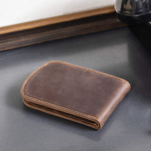 Polare Slim Curve Front Pocket RFID Blocking Italian Real Leather Bifold Wallet for Men...