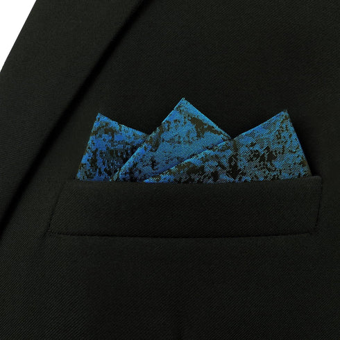 S&W SHLAX&WING Pocket Squares for Men Suits Dark Teal Black Blue Patterned...