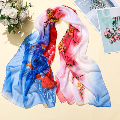 Sureio 6 Pcs Scarves for Women Lightweight Summer Floral Print Pattern Scarf for Women Dressy Long Thin Scarf Shawl(Elegant Style)...