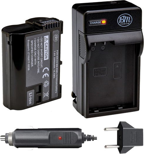 BM Premium EN-EL15B Battery and Battery Charger for Nikon Z6, Z7, D780, D850, D7500, 1 V1, D500, D600, D610, D750, D800, D800E, D810, D810A, D7000...