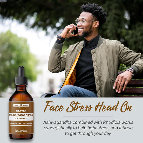 Ashwagandha Liquid Drops - Organic Ashwagandha Supplements with Rhodiola Rosea Tincture - Root Extract for Mood and Energy - Supplement for Men & ...