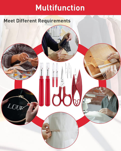 Zoe sunny 6Pcs Upgrade Seam Ripper and Thread Remover Kit for Sewing with 2 Big+2 Small Seam Rippers, 1 Sewing Trimming Scissor Nipper Tool Thread...