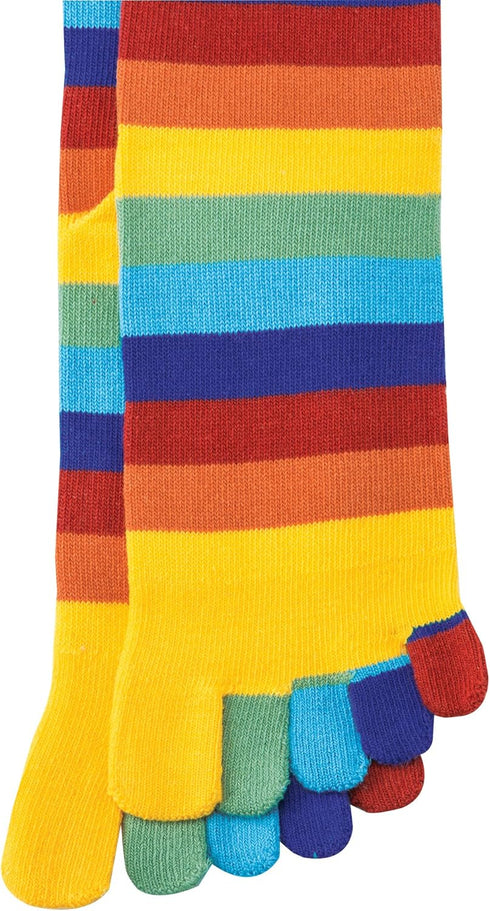 The Paragon - Rainbow Striped Toe Socks Pair – Colorful Striped Pattern Comfort Novelty Style Footwear...