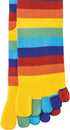 The Paragon - Rainbow Striped Toe Socks Pair – Colorful Striped Pattern Comfort Novelty Style Footwear...