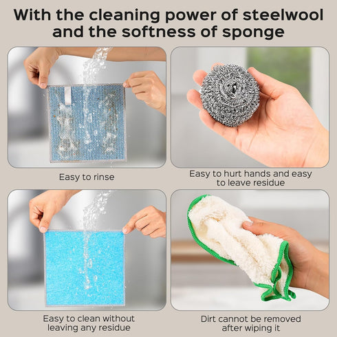 5pcs Double-Sided Non-Scratch Multifunctional Wire Dishcloth, New Upgraded Multipurpose Wire Dishwashing Rags for Wet and Dry, Wire Miracle Cleani...
