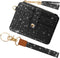 Slim Zipper Credit Card Holder with Keychain Wristlet Small RFID Glitter Leather Wallet with ID Window for Women,Black...