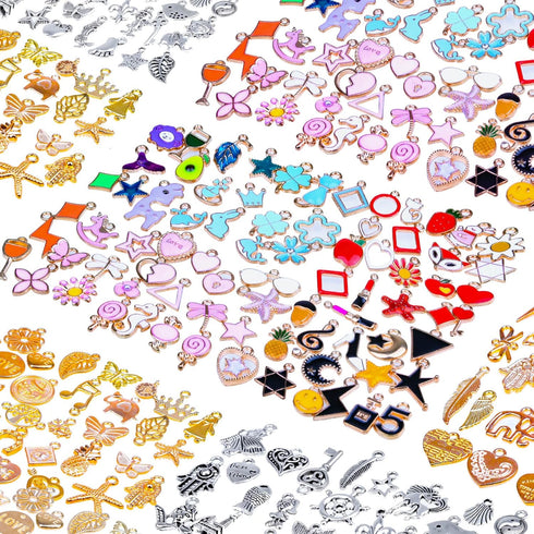Mckanti 150PCS Bracelet Charms, Silver Bracelet Gold Plated Enamel Charms Pendants for Necklace Bracelet Jewelry Making and Crafting....