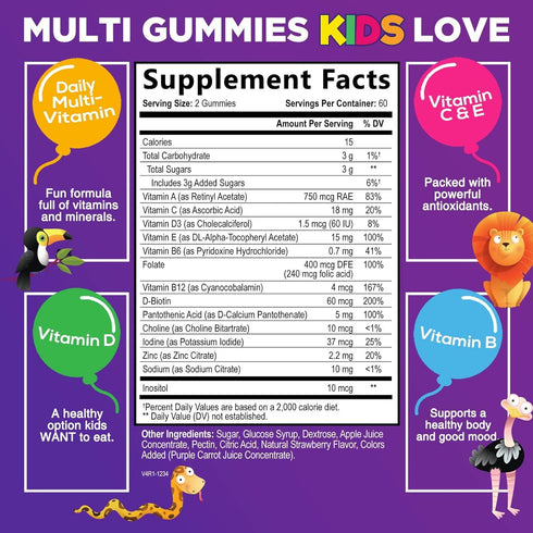 Vitamins for Kids Multivitamin Gummy - Daily Kids Vitamins, Fruit Flavored Gummies w/Vitamins C, D3 & Zinc for Immune Support, Nature's Children &...