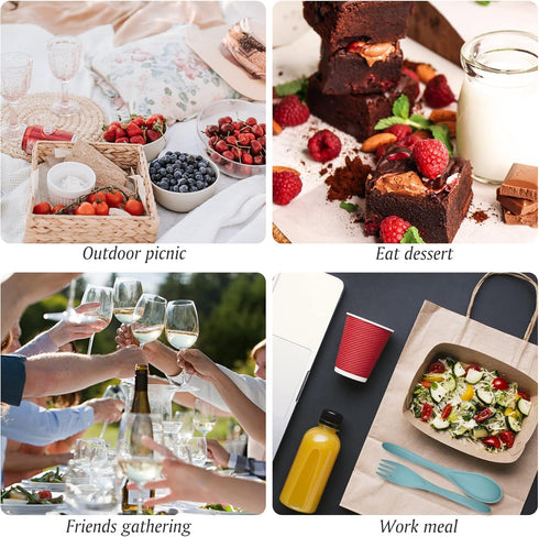 2 Sets Reusable Utensil Set with Case, Portable Camping Fork Knife Spoon Set, Wheat Straw Travel Utensils for Lunch Box, for School Work Lunch or ...