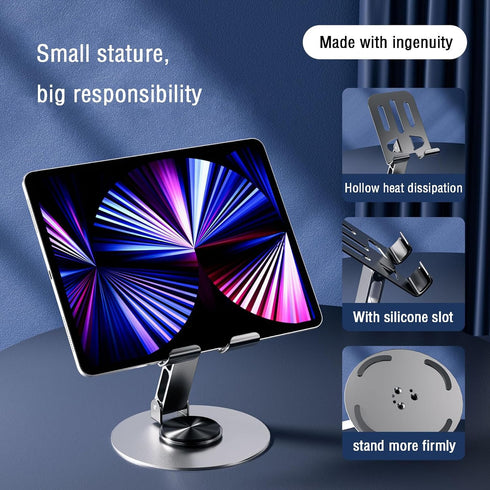 Newest 360° Rotatable Dual Folding Cell Phone Stand for Desk, Fully Adjustable Foldable Desktop Phone Holder Cradle Dock Compatible with Phone 15 ...