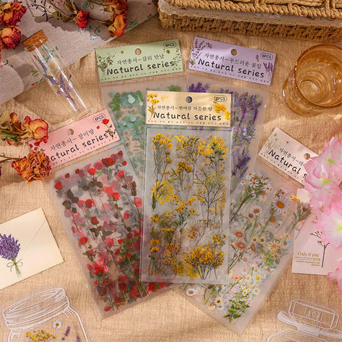 Assorted Flower Stickers - 36 Sheets Scrapbook Stickers nature stickers, Transparent Floral Resin Decals Aesthetic Decoration Stickers for Scrapbo...