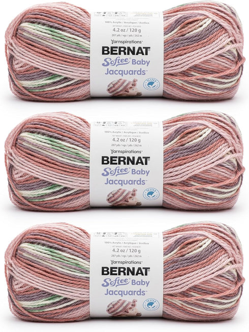 Bernat Softee Baby Jacquards Faded Blooms Yarn - 3 Pack of 4.2oz/120g - Acrylic - #3 DK (Light) - 287 Yards - Knitting, Crocheting & Crafts......